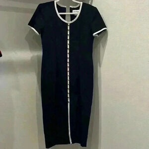 Women’s Vintage Classic Long Black Dress with Gold Buttons Size 10